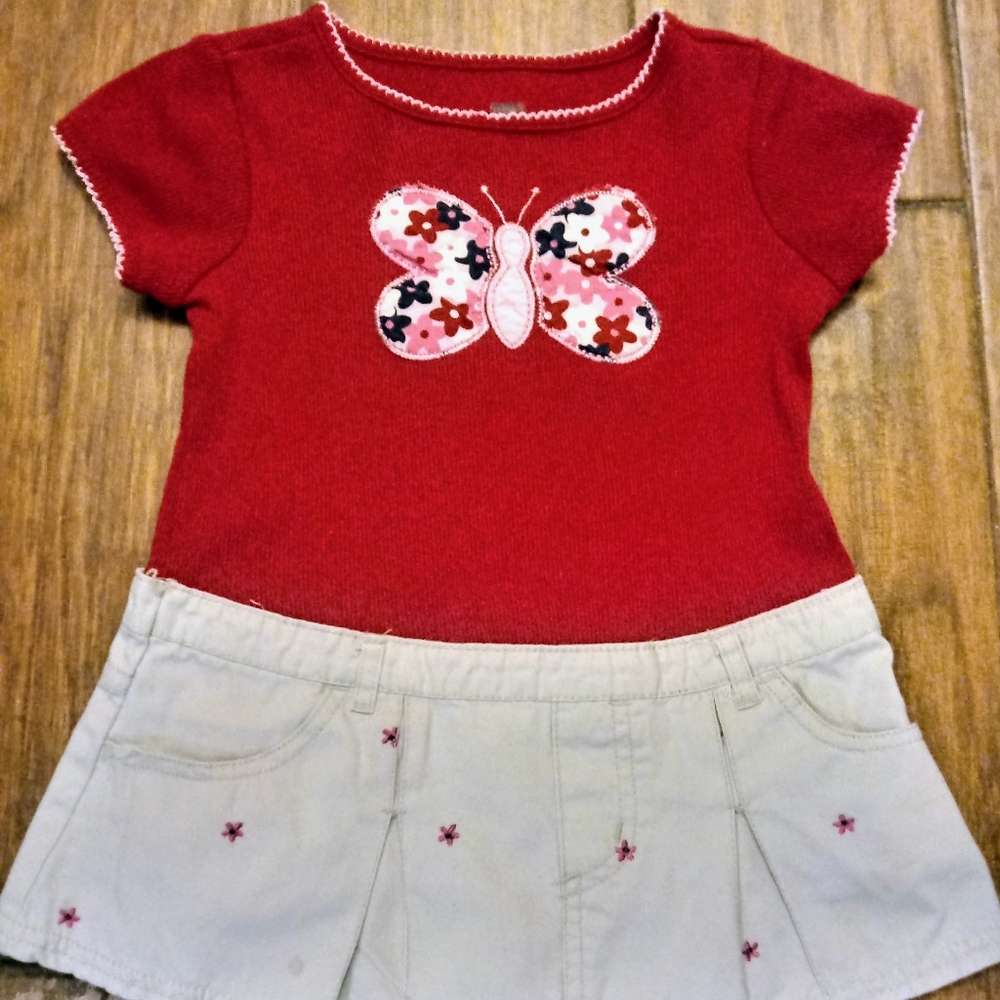 Girls sz 3T one piece red butterfly 👗 dress